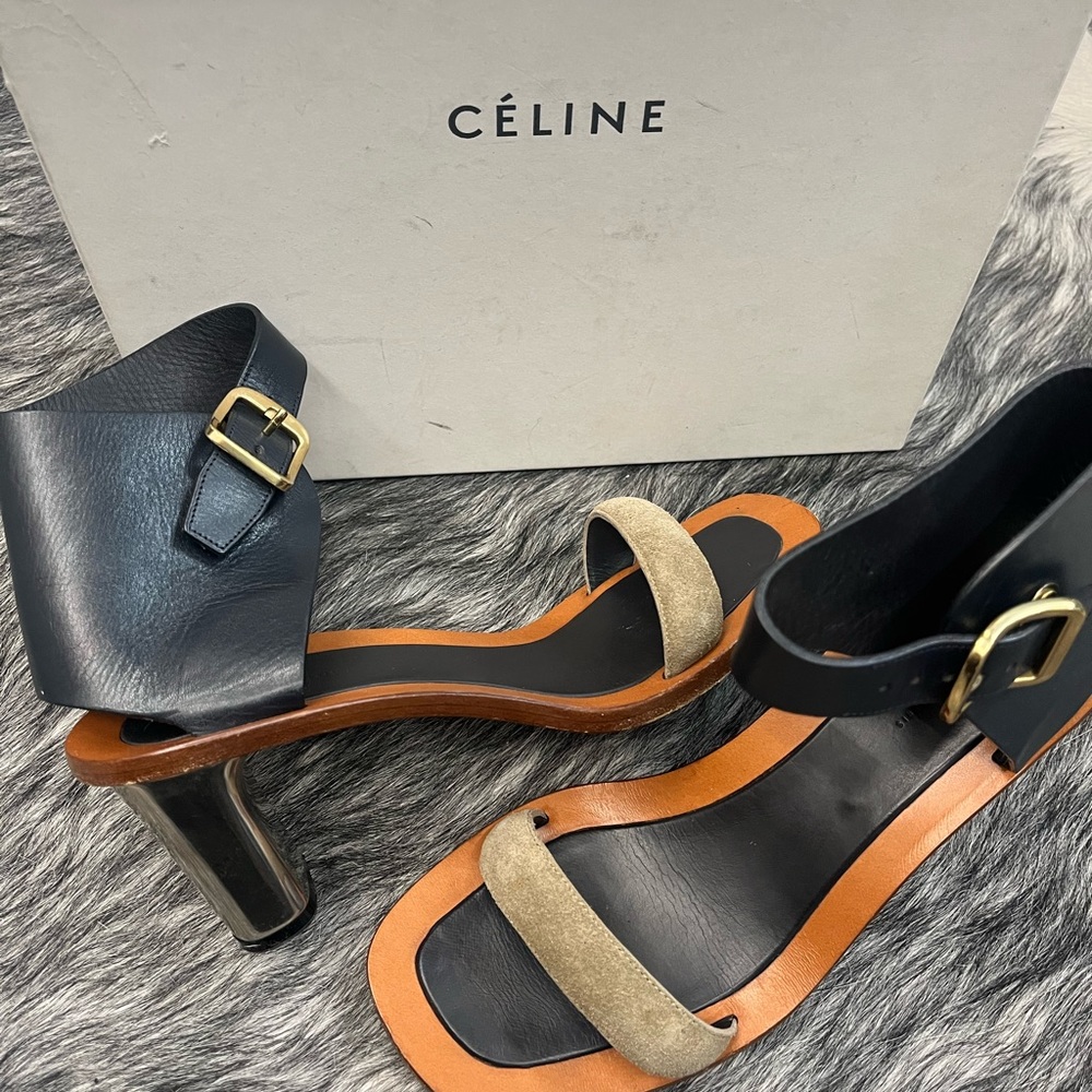 Celine chunky heel leather sandals 38.5